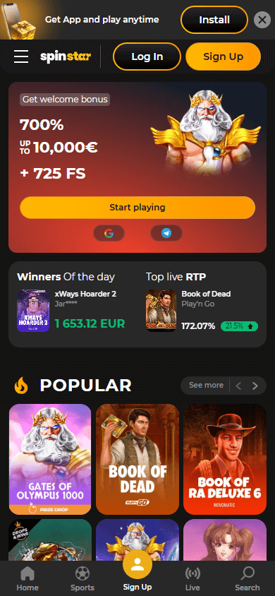 Spinstar Casino Mobile screenshot